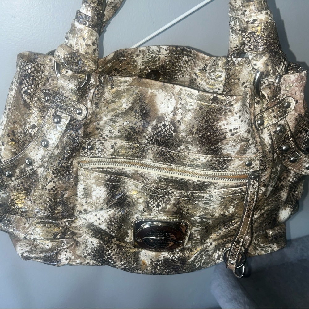 Kathy Van Zeeland Brown and Tan Shoulder Bag with Luxurious Texture